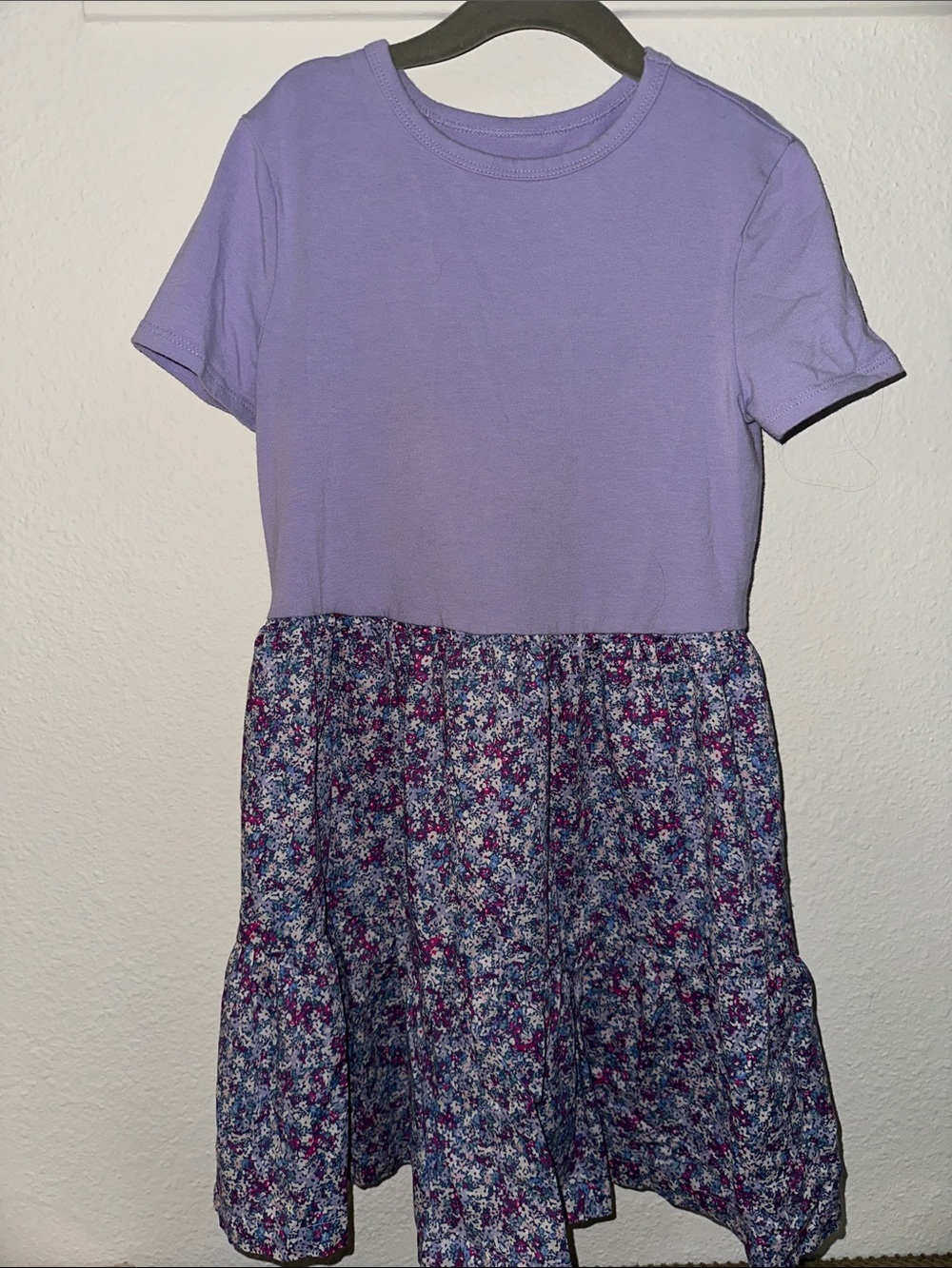 GAP Lavender Short-Sleeve Floral Tiered Dress